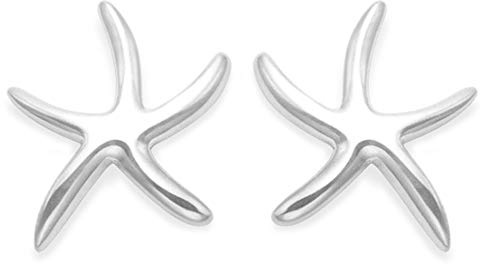 Sterling Silver Starfish Earrings - SIZE:10mm x 12mm x 1.5mm thick. Gift boxed Silver Starfish stud earrings 5142