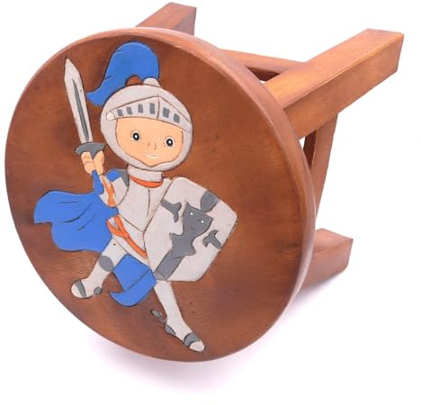 ROMBOL Handgefertigter Kinderhocker, Holz, Kinderhocker:Ritter