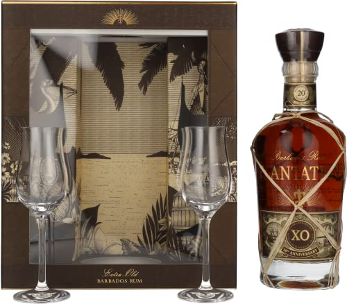 PLANTATION RUM - XO 20th Anniversary - Coffret Spiritueux Rhum avec 2 Verres - 40 % Alcool - Origine : Barbade