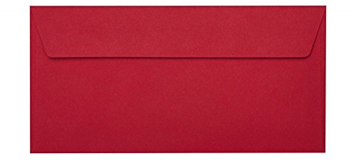 Paper24 50 Briefumschläge DIN Lang - 120 g/m² - Rosen Rot - 110 x 220 mm 11 x 22 cm, selbstklebend mit Abziehstreifen - ohne Fenster