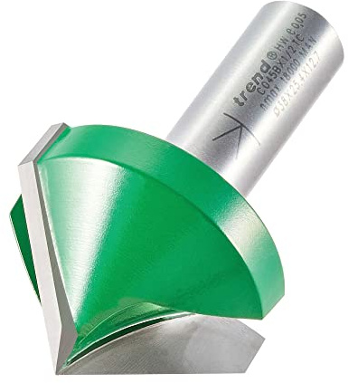Trend CraftPro Fresa per smussare, codolo 1/2 pollice, diametro di taglio 38mm e scanalatura a V 45 gradi, metallo duro (TCT), C045BX1/2TC