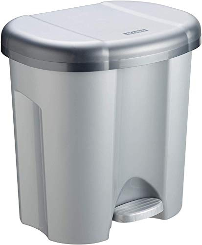 Rotho Duo Mülleimer Küche 2 x 10 L Mülleimer 2 Fächer mit Deckel Silber