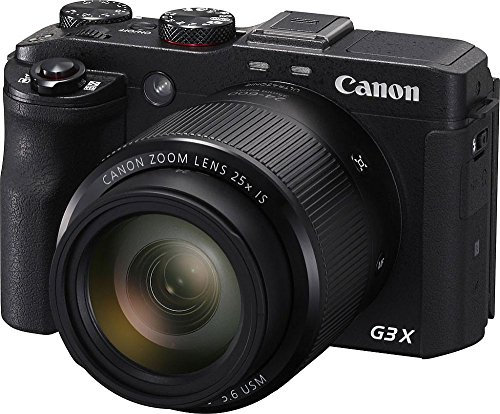 Canon PowerShot G3 X Digitalkamera - mit Ultra-Weitwinkelobjektiv (20,2 MP, 25-Fach optischer Zoom, 8cm (3,15 Zoll) LCD-Touchscreen, klappbar, CMOS-Sensor, DIGIC6, WLAN) Kompakt, schwarz
