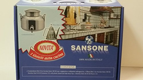Acero inoxidable de 2 litros Fusti con soporte y espiga y 1 litro aceite decantador