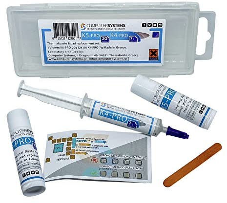 CS Labs K5 PRO 20g & K4 PRO 7g Wärmeleitpaste und Thermal Putty Pad Ersatz Set Kompatibel mit Apple iMac, Asus ROG, Acer Nitro, MSI Laptops, RTX 3080, 2080TI, 3090, PS4, Nintendo Switch, Xbox