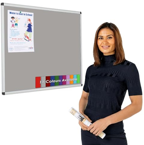 Wonderwall Premium Grey Felt Noticeboard, 90 x 60 cm, Aluminium Frame