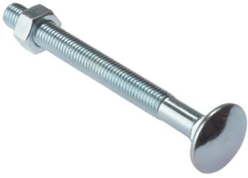 Merriway BH04825 (25 Pcs) Carriage Bolts with Nuts, M6 x 75mm (1/4 inch x 3 inch) Zinc Plated - Pack of 25 Pieces