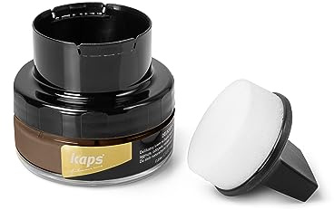 Schuhcreme mit Schwamm-Applikator für Glattleder & Kunstleder – Lederpflege zur Reinigung & Farbauffrischung, auf Naturwachs-Basis, 50 ml – Kaps