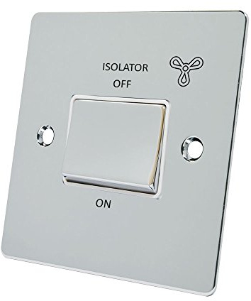 Alliance Electrical FPC3PFANWC 10 A 3 Pole White Insert Flat Fan Isolator Metal Rocker Switch - Polished Chrome