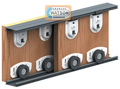 Ares 2 1800mm Internal Wardrobe Track Sliding Roller Door Gear - 2 Panel Kit