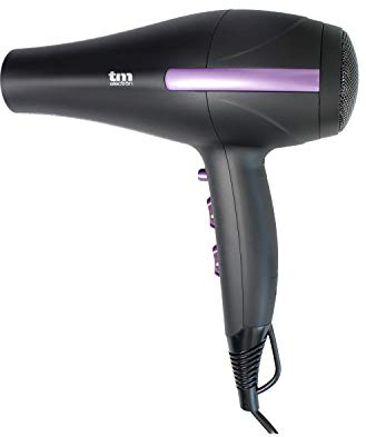 TM Electron TMHD120 - Secador de pelo profesional, 3 posiciones de calor y 2 velocidades, 2200W, Negro