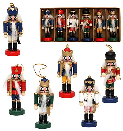 Dekohelden24 Baumbehang, Motiv: Nussknacker als 6er Set, ca. 8 cm