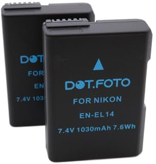 2 x Dot.Foto EN-EL14, EN-EL14a Premium 7.4v / 1030mAh Batería Recargable para Nikon DF D3100 D3200 D3300 D3400 D3500 D5100 D5200 D5300 D5500 D5600 Coolpix P7000 P7100 P7700 P7800
