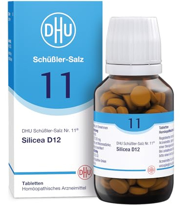 DHU Schüßler-Salz Nr. 11 Silicea D12, 200 St. Tabletten | Das Mineralsalz der Haare, der Haut und des Bindegewebes – das Original – umweltfreundlich im Arzneiglas