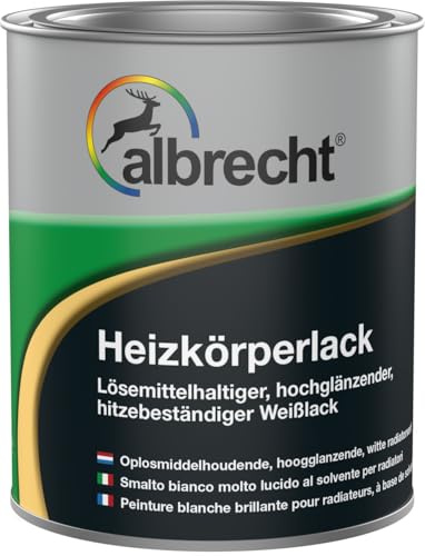 Albrecht Heizkörperlack | Weiß hochglänzend 750 ml | Hitzebeständiger Speziallack | Für Warmwasser-Heizkörper | Vergilbungsarm & geruchsarm