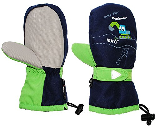 alles-meine.de GmbH Fausthandschuhe - Bagger - Auto dunkel blau - Gr. 3-4 Jahre - mit langem Schaft - Thermo gefüttert Handschuhe Thermohandschuhe - wasserdicht + atmungsak..