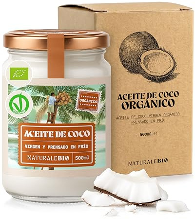 NaturaleBio Bio Kokosöl Nativ Kaltgepresst Unraffiniert | 500 ml. Rohes, unraffiniertes Kokosöl aus Sri Lanka zum Kochen, Backen und für die Mund- und Hautpflege.