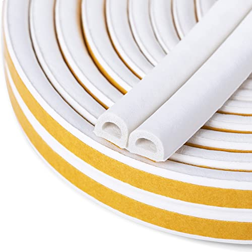 CloudBuyer Door & Window Weather Stripping, Soundproof Insulation Seal Strip with Self-Adhesive Rubber Collision Protection, 16.5 Ft (White)
