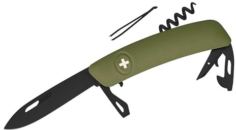 SWIZA Unisex – Erwachsene Schweizer Messer D03 AB Olive, Schwarz, 17cm, SZA331050