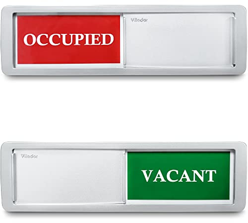 Privacy Sign, Premium Vacant Occupied Sign for Home Office Restroom Conference Hotles Hospital, Slider Door Indicator Tells Whether Room Vacant or Occupied, 7'' x 2'' - Silver