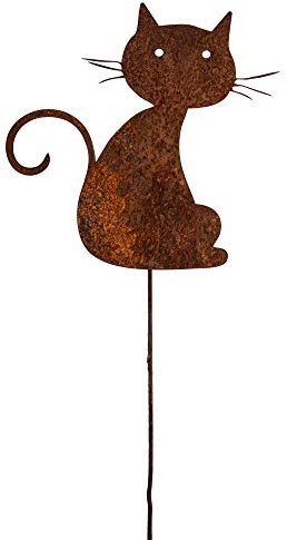 Bentatec Gartenstecker Edelrost Katze 35cm x 35cm mit Metallstab mit Metallstab Gartenschild Gartendekoration Dekoratives Element