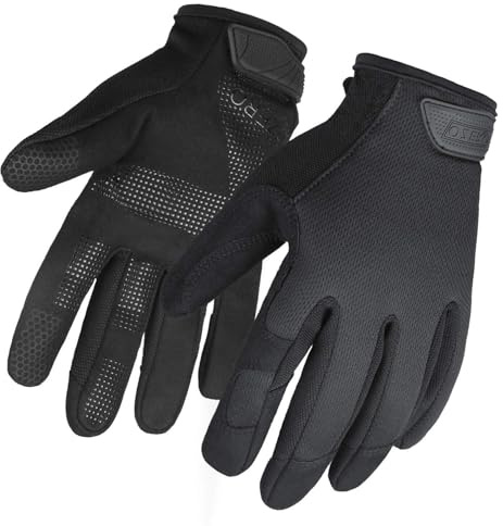 OZERO Work Gloves Men: Touch Screen Flex Grip Heavy Work Mechanic Working Gloves - for Construction Gardening Yard Work Truck Driving Farming DIY Black Large