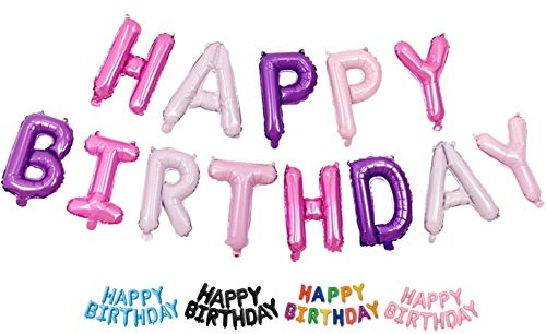 DIWULI Happy Birthday Ballon Banner Pink Lila Geburtstag