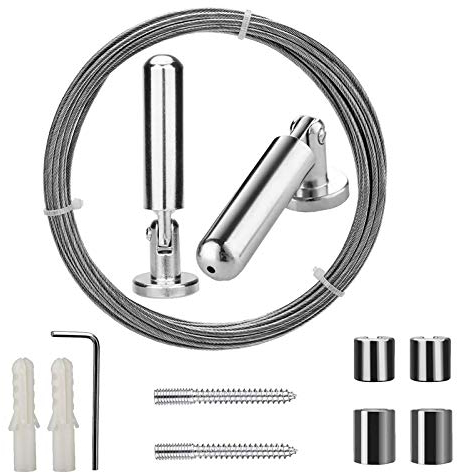 MingBin Seilspanngarnitur Seilspanner Gardinenseil Drahtseil mit Vorhangclip, Vorhang Seil Linie Vorhang Draht Hängender Kabel Installationssatz für Gardine Vorhänge duschvorhang-5M