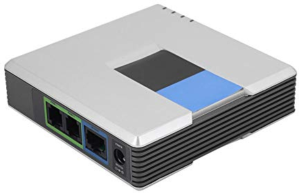 Gateway VoIP, router di rete, cavo adattatore SIP RJ45 a 2 porte per telefono Internet PAP2T, adattatore telefonico con 2 porte per Voice-over-IP(argento)