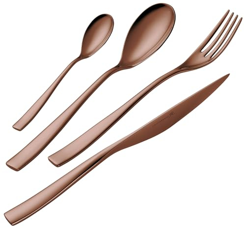 Servizio Set di Posate 24 Pezzi in Acciaio 18/10 PVD Eme Etoile Chocolate