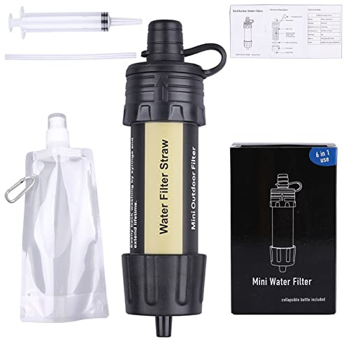 Mini système de filtration d'eau multifonction 30 000 litres Filtre à eau personnel portable de 0,01 microns Équipement de survie d'urgence pour les expéditions, les voyages et les situations