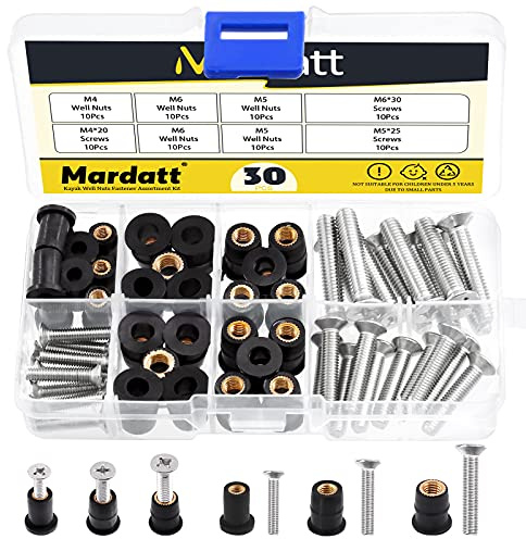 Mardatt Dadi di espansione M4 M5 M6 e vite in acciaio inossidabile 304, parti in gomma e acciaio, accessori per parabrezza, accessori per moto, kayak (M4, M5, M6)