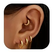 LOLIAS 4Paar 14K Vergoldet Kleine Creolen Ohrringe Set für Damen Herren CZ Huggies Ohrringe Hypoallergene Knorpel Kleine Creolen Schläfer Ohrringe Piercing 6mm 8mm 10mm 12mm
