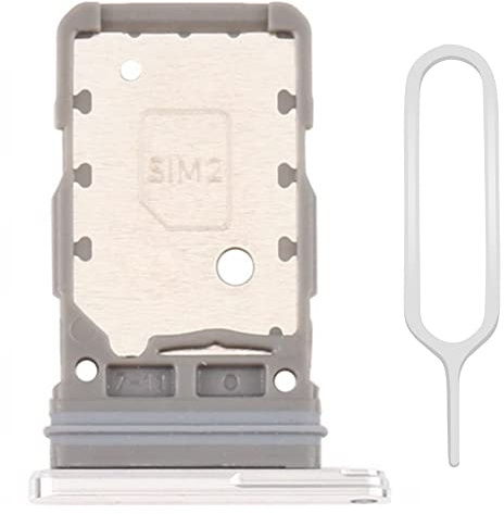 MMOBIEL DUAL SIM Card Slot Tray Holder Replacement Compatible With Samsung Galaxy S21 Ultra / S21 Plus - 6.8 inch - 2021 - Incl. Rubber Gasket and Sim Pin - Silver