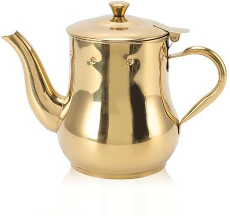 Théière en acier inoxydable avec infuseur à thé, 500 ml en métal grande cafetière huile d'olive peut distributeur de sauce soja pour restaurants maison(d'or)
