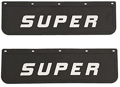 2 pezzi Paraspruzzi Parafanghi in Gomma Dura per Camion 60x18 cm Nero con Scritta 3D in Rilievo SUPER