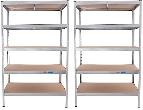 TRUTZHOLM 2X Schwerlastregal 180x115 x75cm Traglast 875 kg Regal Steckregal Lagerregal Kellerregal 5 Böden