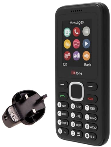 TTfone TT150 Unlocked Basic Mobile Phone UK Sim Free with Bluetooth, Long Battery Life, Dual Sim with camera and games, easy to use, Pay As You Go (Vodafone, with £10 Credit, Black)