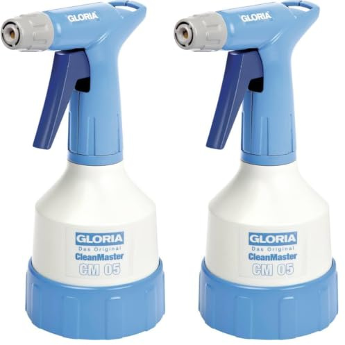 Gloria Handsprüher CleanMaster cm 05 | 0,5 L Sprühflasche für Reinigungsmittel | Für Säuren u. Laugen mit pH 2 bis 12 | Doppelhubpumpe (Packung mit 2)