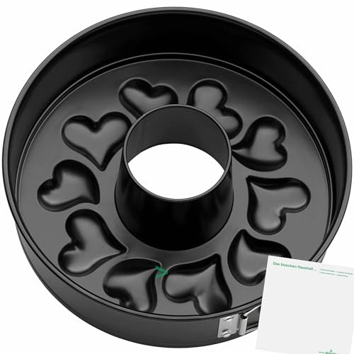 Kaiser Springform mit Herz Motiv Rohrboden, runde Backform (ca. 26cm Ø) + usy Block