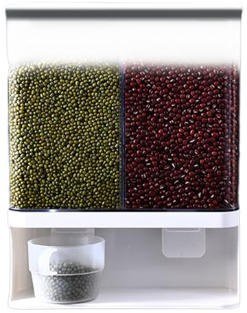 Contenitore di riso, distributore di riso a parete montata 3000 ml contenitore di riso pp ps conservatore di riso pesante con coperchio e tazza di fagioli trasparenti sigillati senza punzonatura secc