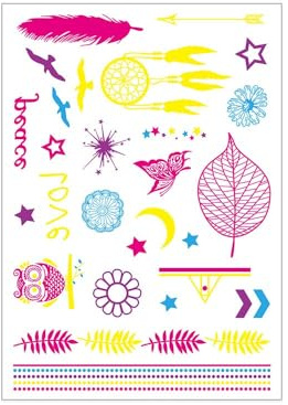 Creative Fluorescerande Flower Arm Tattoo Face Sticker Vattentät Feather Tatuering Arm Tattoo Sticker