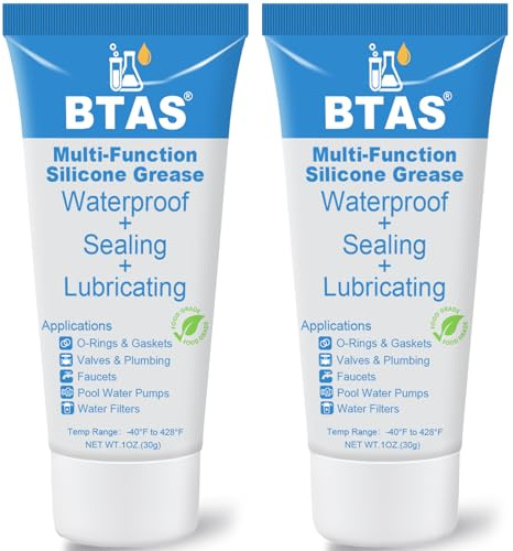BTAS Wasserhahn Silikonfett, lebensmittelqualitatives O-Ring-Fett, Gummi Schmiermittel für Klempner & Schwimmbad, 30g, 2 Stück