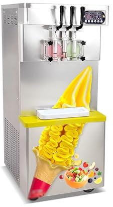 Macchina per il gelato Macchina for gelato commerciale verticale con corpo trasparente Negozio di tè al latte Macchina for gelato a cono dolce morbido a 3 colori dedicata Macchina per yogurt gelato