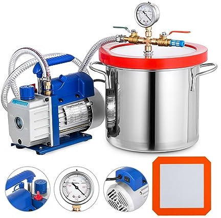 YQVEOT Pompa a Vuoto Kit Camera da 2 galloni 3CFM Pompa for Vuoto 1/4HP Calibro di degasaggio Controllato for refrigerante for Aria condizionata Domestica per Automobili, condizionatori d'Aria