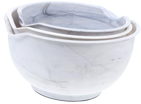 Cabilock 3piezas Tazones Para Ensalada De Plástico Diseño De Mármol Cocina y Almacenamiento De Alimentos