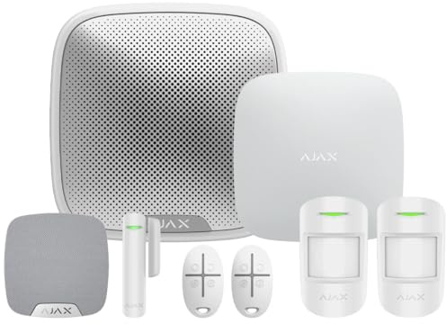 AJAX Systems Smart Wireless Alarm KIT – Ready to Install Pet-Friendly Home & Office Security Kit with Motion Sensors, Sirens & Keyfobs, App Controlled, No Monthly Fees, Official Warranty (White)