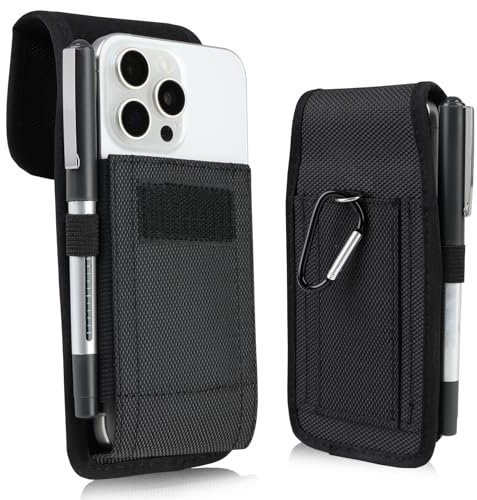 Phone Pouch with Belt Clip Cover Mobile Phone Holster Case Nylon Cell Phone Holder Smartphone Belt Bag for iPhone 16 15 14 13 12 Pro Max Plus/Samsung/Moto/LG Men & Women Hiking,Work,Camping Outdoor,XL