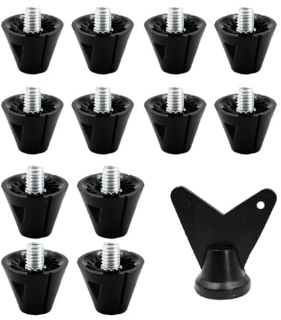 Sharplace 12 Stück Schraubstollen für Fussballschuhe, Fußballschuh-Spikes, Fußballschuh-Stollen, zum Einschrauben, M5, 13 mm 16 mm, Leichtathletik-Spikes, Ersatzspikes für Fußballschuhe, Schwarz II
