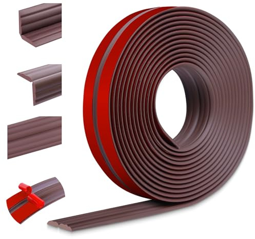 Flexible Zierleisten selbstklebend Kantenschutz Wand Winkelleiste Weichsockelleiste für Wände Böden Eckenschutz (20mm×3m, Braun)